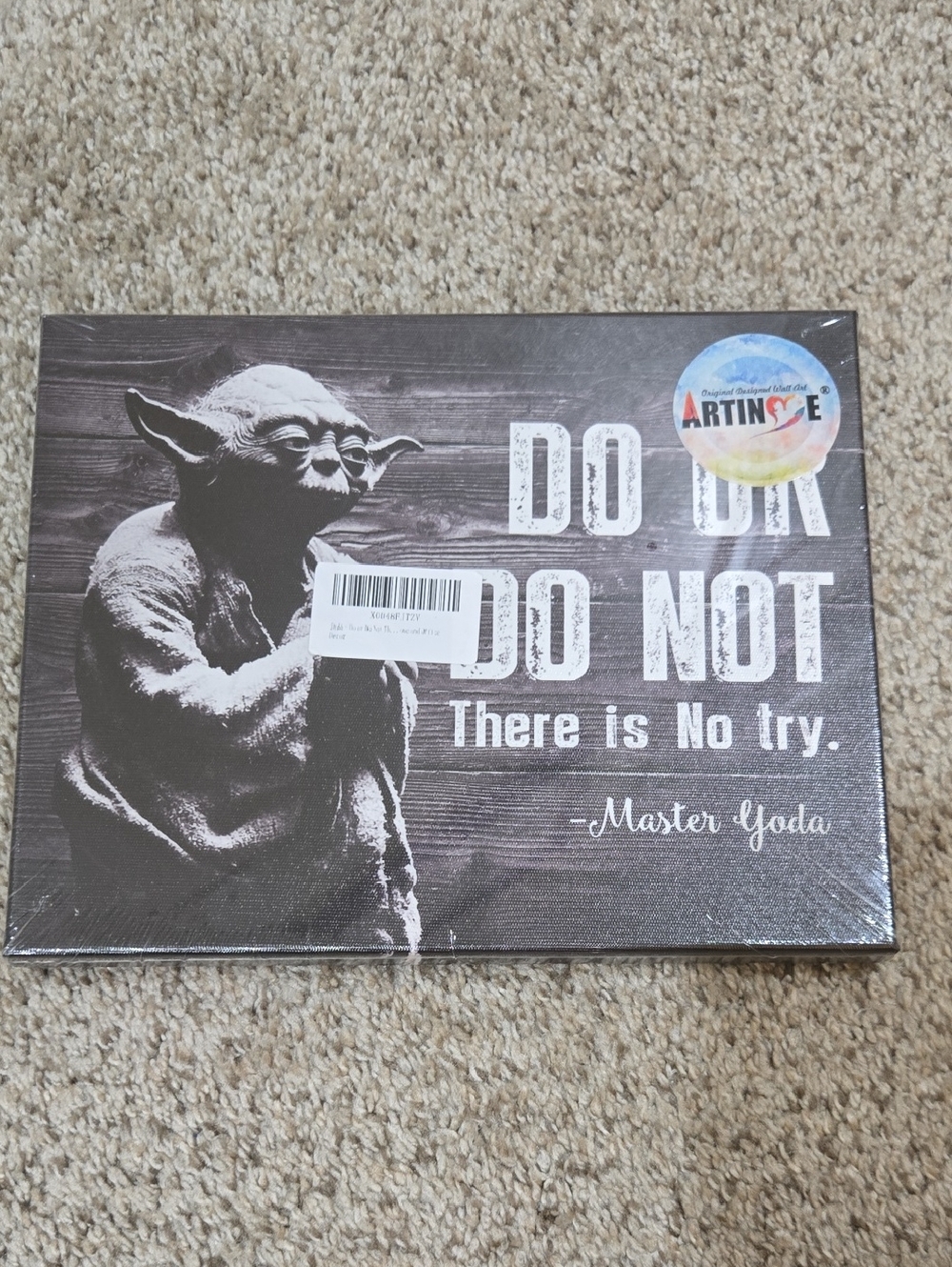 Master Yoda "Do or Do Not" Canvas Wall Art Inspirational - Black & White -NWT